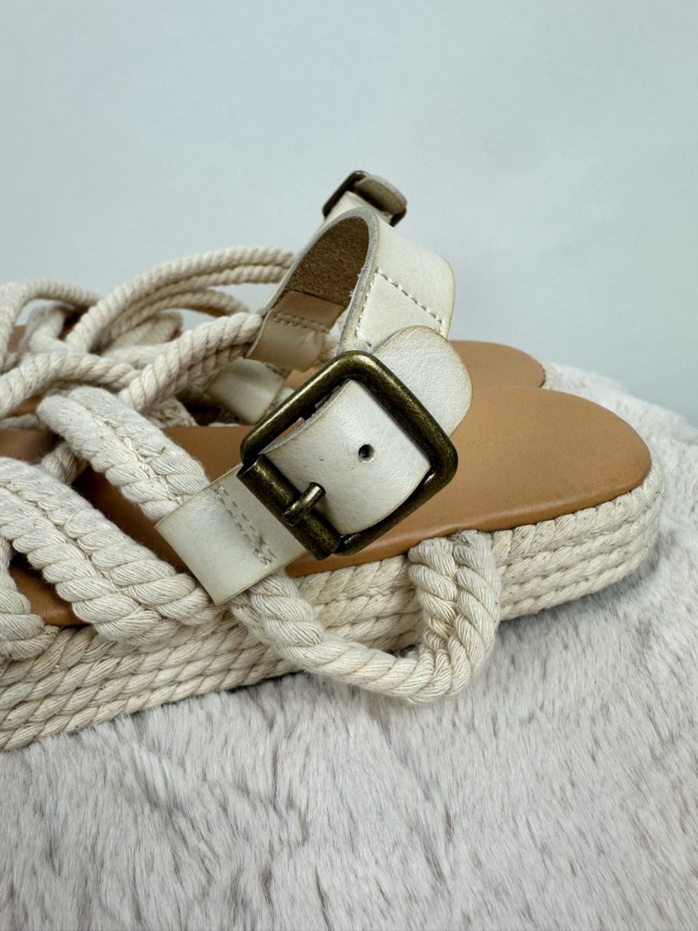 American Eagle Rope Espadrille Sandel Flat Boho Coastal Summer Slingback Sz 8 - Picture 10 of 13